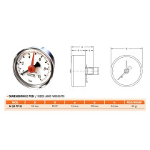 Manometro Da 50mm 0-100PSI - Ottone BSPT Assiale Per Aria, Acqua, Olio, Gas - Foto 12