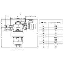 Defangatore magnetico compatto sotto caldaia Jupiter Compact da 3/4" per impianti termici