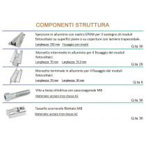 Struttura di montaggio a spezzoni per lamiera grecata per 16 pannelli fotovoltaici (due file)