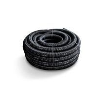 Tubo flessibile corrugato, liscio interno con trattamento antibatterico diam. interno 65 esterno 75 mm, rotolo da 50 metri. Nero