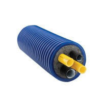 Tubazione flessibile preisolata Microflex HP a quattro tubi (2x PEX DN40, 2x corrugato) per pompe di calore - prezzo al metro