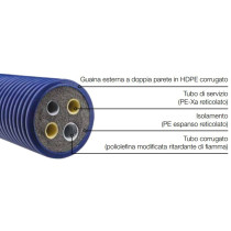 Tubazione flessibile preisolata Microflex HP a quattro tubi (2x PEX DN40, 2x corrugato) per pompe di calore - prezzo al metro