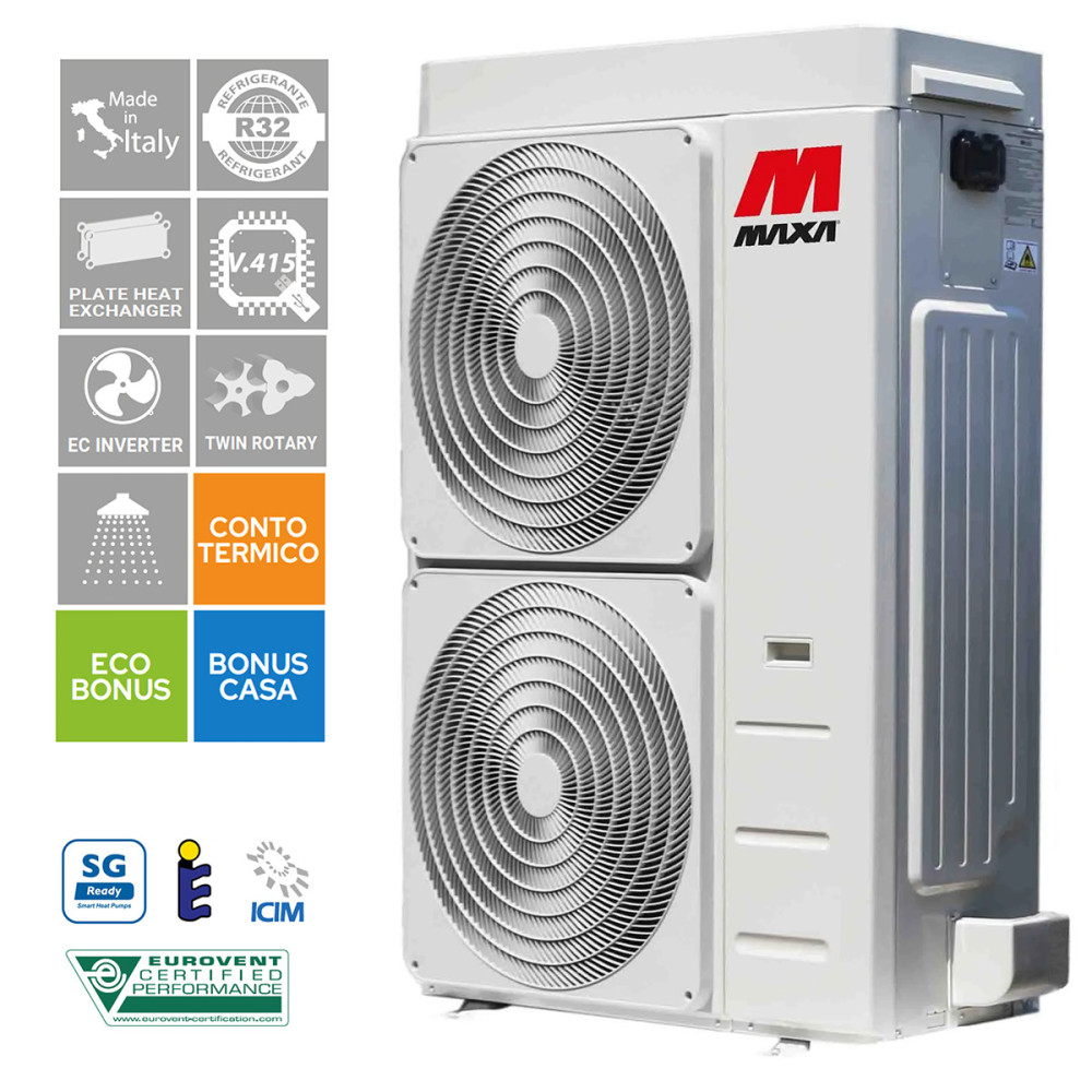 Pompa di calore MAXA da 14 kW trifase, R32, controllo remoto Wi-Fi, primo avviamento Pompa di calore MAXA da 14 kW trifase, R32, controllo remoto Wi-Fi, primo avviamento