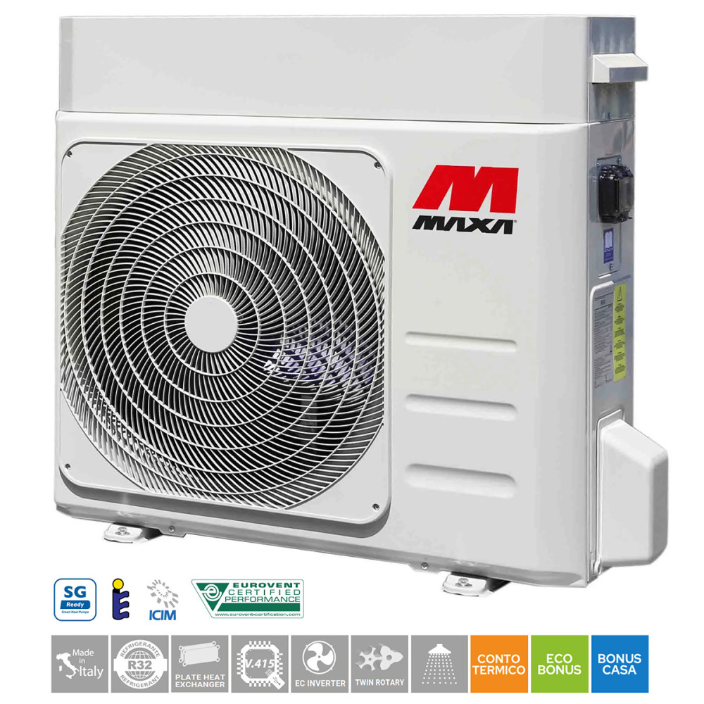 Pompa di calore MAXA da 8 kW monofase con Kit Antigelo, R32, controllo remoto Wi-Fi, primo avviamento Pompa di calore MAXA da 8 kW monofase con Kit Antigelo, R32, controllo remoto Wi-Fi, primo avviamento