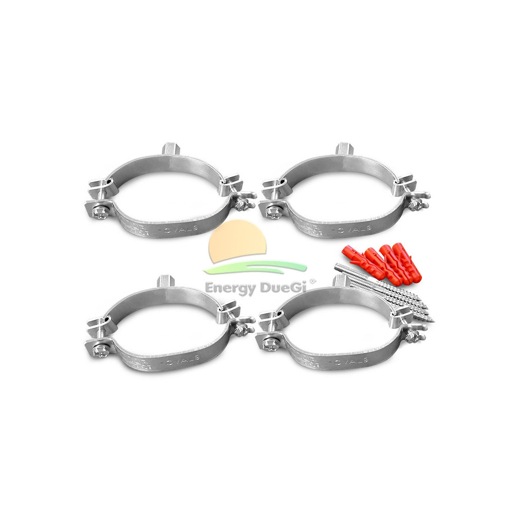 Set 4 collari ovali per fissaggio al muro della coppia di tubi in acciaio corrugato coibentati DN25 Set 4 collari ovali per fissaggio al muro della coppia di tubi in acciaio corrugato coibentati DN25