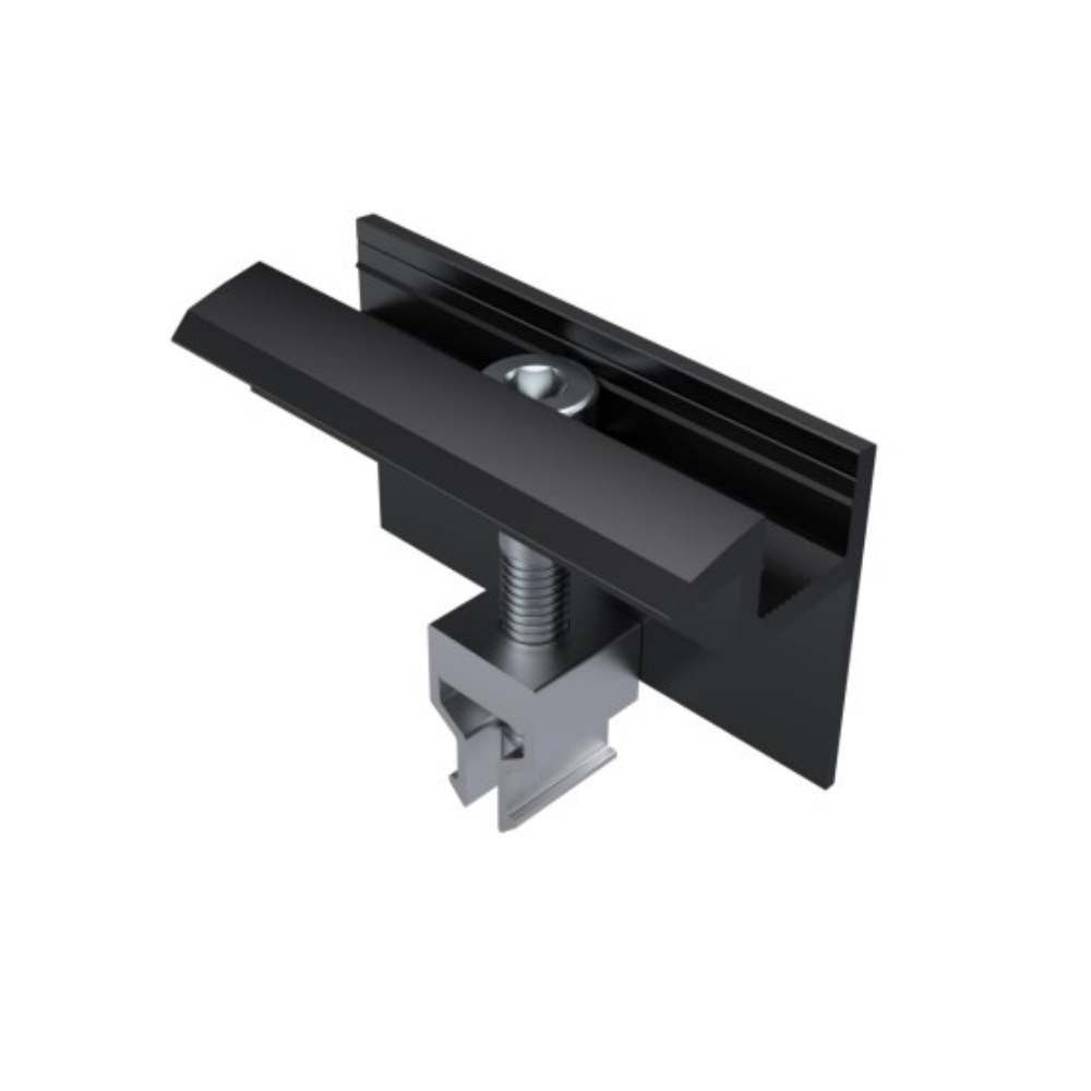 Morsetto Terminale completo con Clip in Alluminio anodizzato nero - Altezza 30 mm