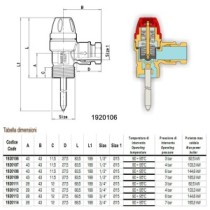 Valvola di sicurezza combinata temperatura pressione 1/2"M X15, varie pressioni