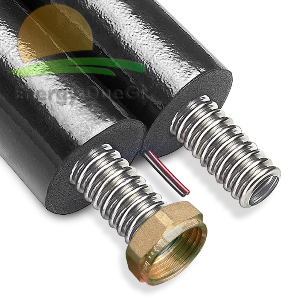 Tubazione solare inox SolarFlex doppia con cavo sonda 3/4" DN 16 - 20 metri + kit raccordi Tubazione solare inox SolarFlex doppia con cavo sonda 3/4" DN 16 - 20 metri + kit raccordi
