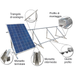 Struttura di montaggio a 30° fissa per tetto piano per 8 pannelli fotovoltaici verticali
