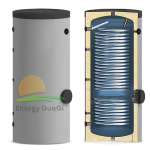 Bollitore per pompa di calore da 400 litri con due scambiatori fissi per produzione di acqua calda sanitaria
