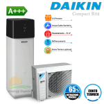 Sistema Daikin Compact R32 H/C 6 kW, 300 litri, in pompa di calore aria-acqua per riscaldamento, raffrescamento, acqua sanitaria e collegamento impianto solare